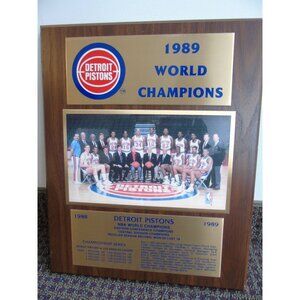 Detroit Pistons NBA World Champion 1989 Wooden Plaque With Photo Official NBA